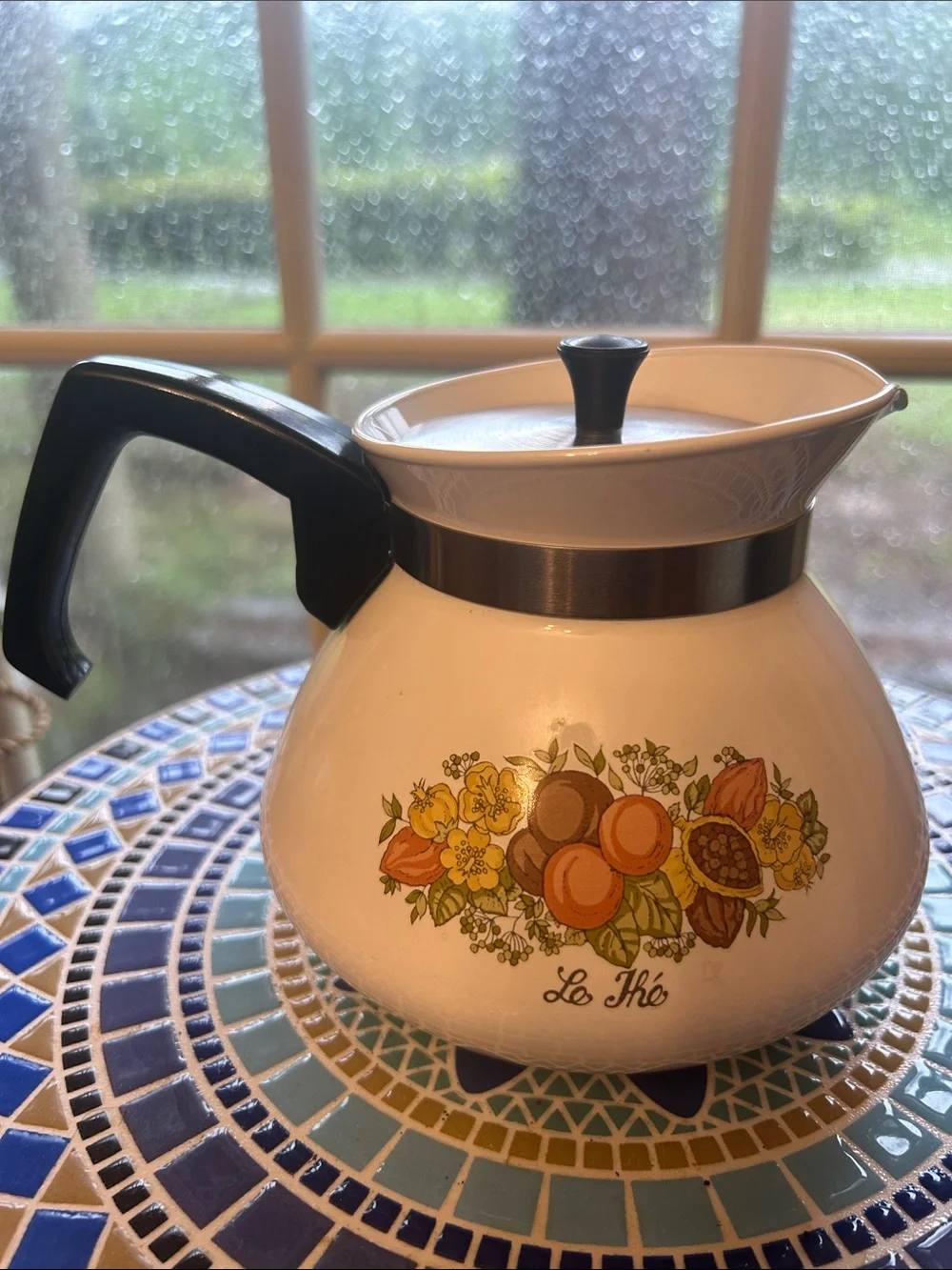 Corning Ware Spice of Life Le Thé Teapot, 6 Cup Coffee Pot P-104, 1970s